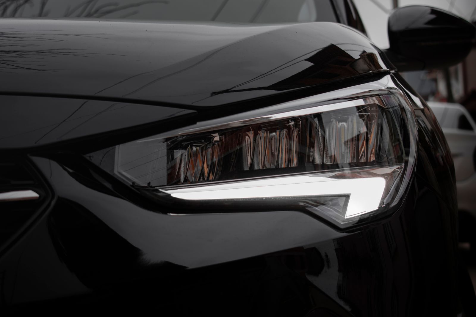 Close-up of a car headlight