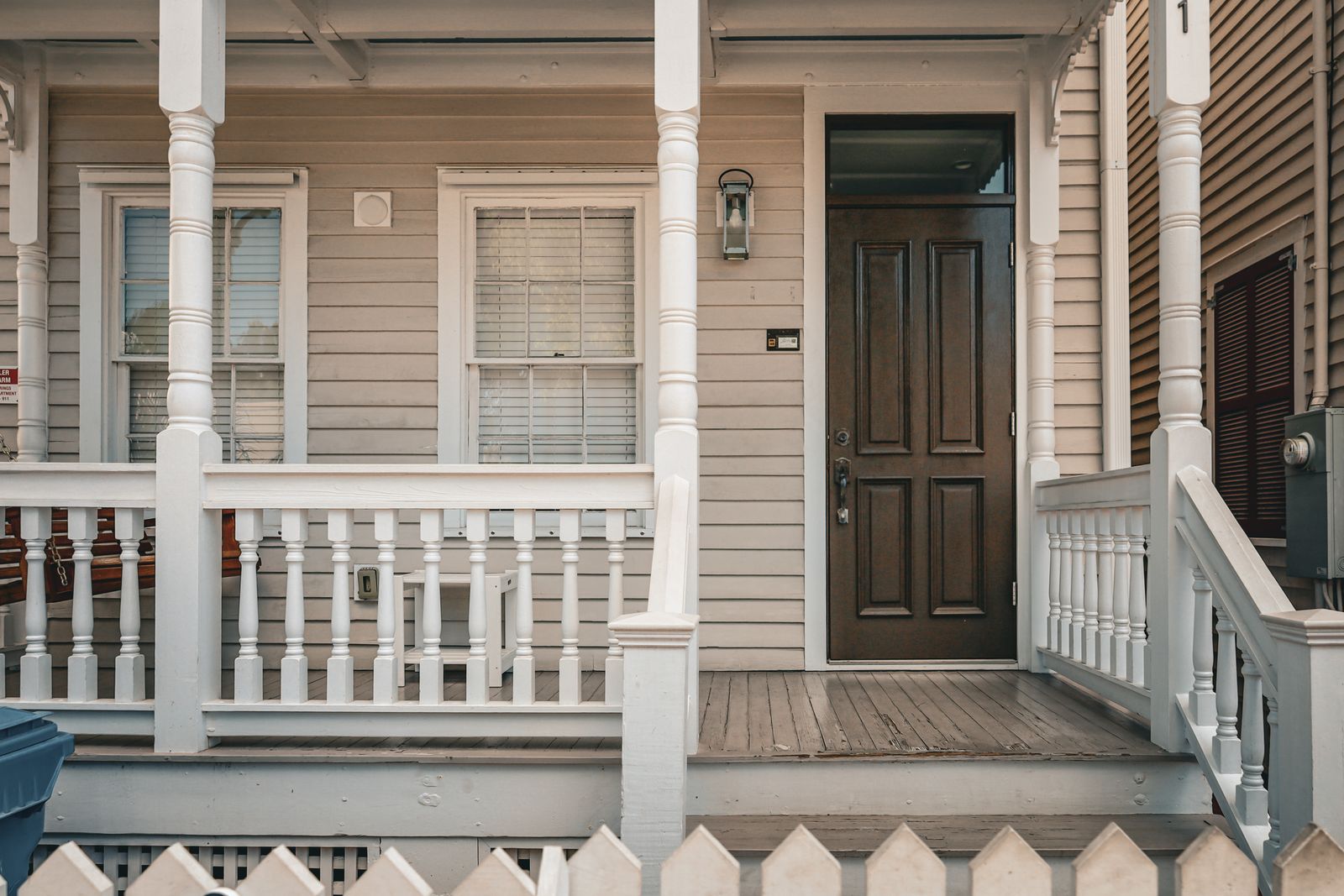 Front porch and door of a wooden house