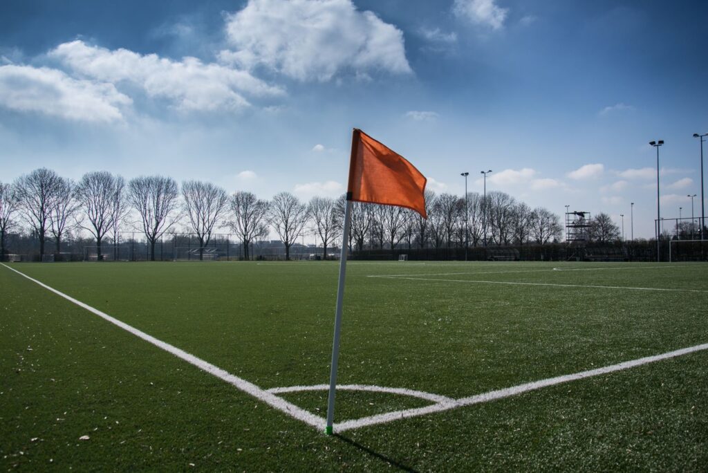 Corner flag on an empty pitch